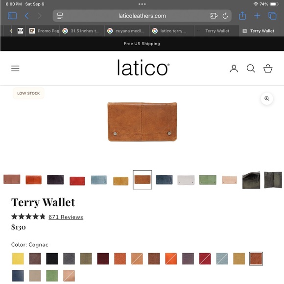 Latico Cognac Leather Terry Wallet - Picture 3 of 7